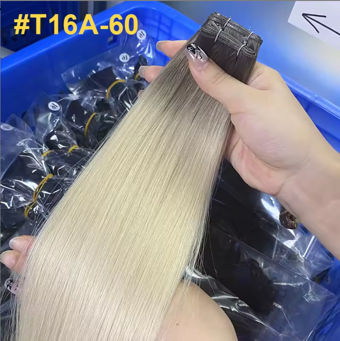 Real Human Hair Double Drawn Genius Weft Brazilian Remy Straight Human Hair Genius Weft Hair Extensions