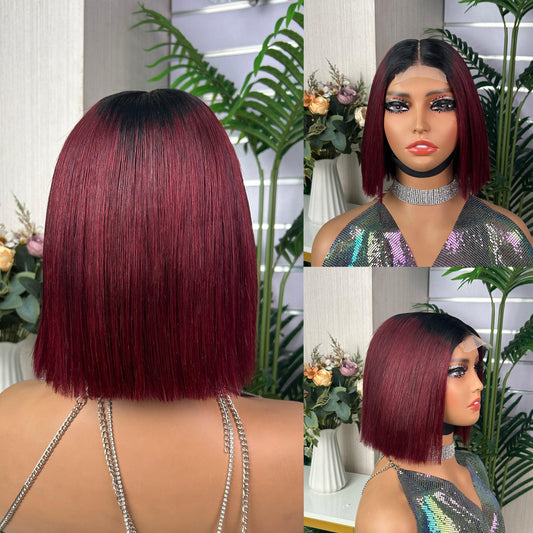 2x6 SDD Bob Wig 100% Human Hair Mixed Color