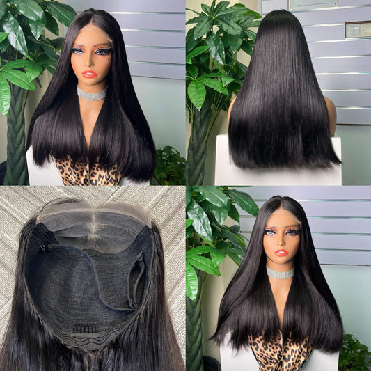 Glueless Brazilian Virgin Raw Human Hair Straight 5*5 Bob Lace Closure Wig Cheap Price Wholesale