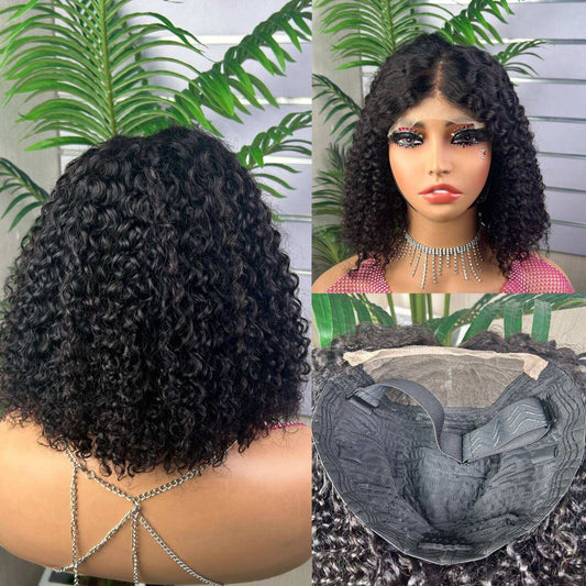 Kinky Curly Wholesale 5x5 Glueless Full Lace Closure Wigs Brazilian Human Hair Small Curly Human Hair Bob Wigs