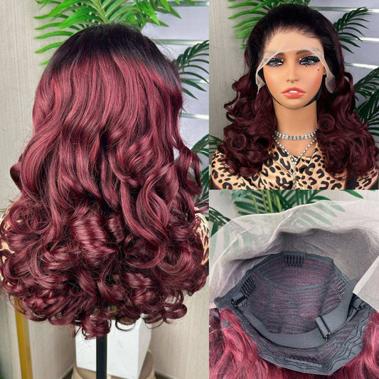High Quality and Full Density Bouncy Loose Curl SDD Super Double Drawn Full Frontal Wig Human Hair 300% Density