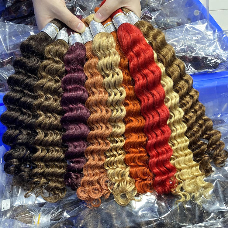 Hot Selling 2026 Raw Hair Braiding Deep Wave Afro Kinky Bulk Human Hair Wholesale Wet and Wavy Human Hair Bulk