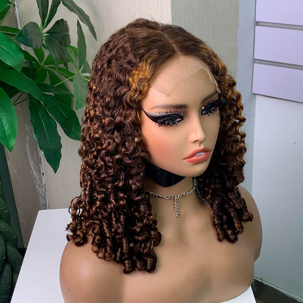Glueless Wig 5x5 Lace Closure Pixie Curl Wig Breathable Cap Curly Wigs With Braids Human Hair Lace Front for Women