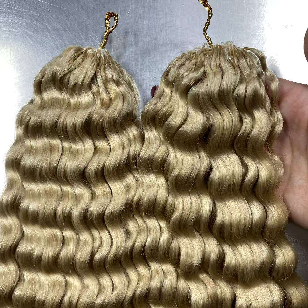 Wholesale Price 100% Vietnamese Remy Human Hair Deep Wave Color Blonde Crochet Extensions for Braiding Hair