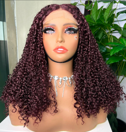 Hot Selling 300g Raw Virgin Hair Wigs Super Double Drawn 5 X 5 HD Lace Closure Pixie Curl 99J Color Pissy Curly Wigs Wholesale