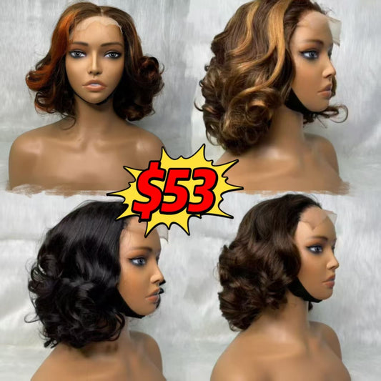 53$ Promotion 5x5 Loose Wave Wigs 14inch Ombre Color Raw Virgin Hair Wigs 4/350 1B/99J 4/27 Lace Closure Curly Wigs