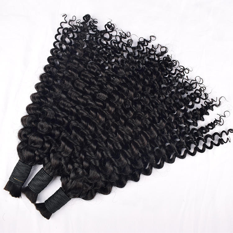 100% Human Hair Deep Curly Hair Bulk Wholesale Price High Quality Virgin Hair Braiding