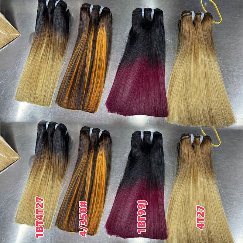 Bone Straight Human Hair Bundles with 2x6 Lace Closure Color Vietnam Super Double Draw Raw Hair Bundles Extention