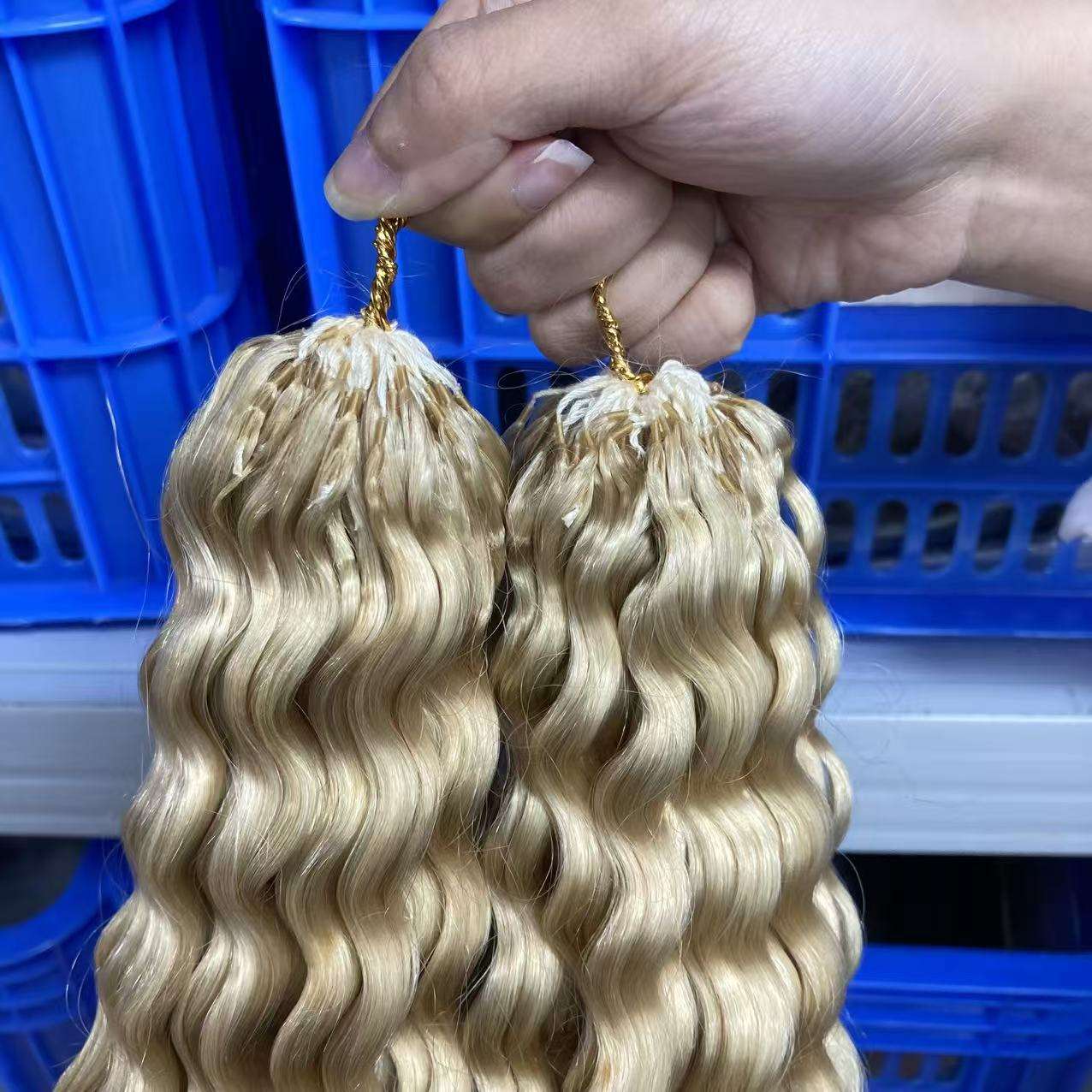 Wholesale Price 100% Vietnamese Remy Human Hair Deep Wave Color Blonde Crochet Extensions for Braiding Hair