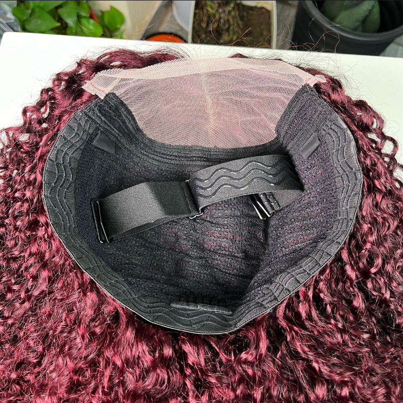 Hot Selling 300g Raw Virgin Hair Wigs Super Double Drawn 5 X 5 HD Lace Closure Pixie Curl 99J Color Pissy Curly Wigs Wholesale