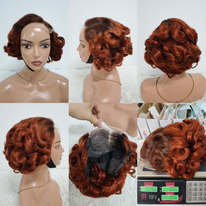 Promotion 47$ 5x5 Lace Closure Loose Wave Wig Brazilian Virgin Human Hair 1BT350 Closure Wig Piano Color Hair Wholesales