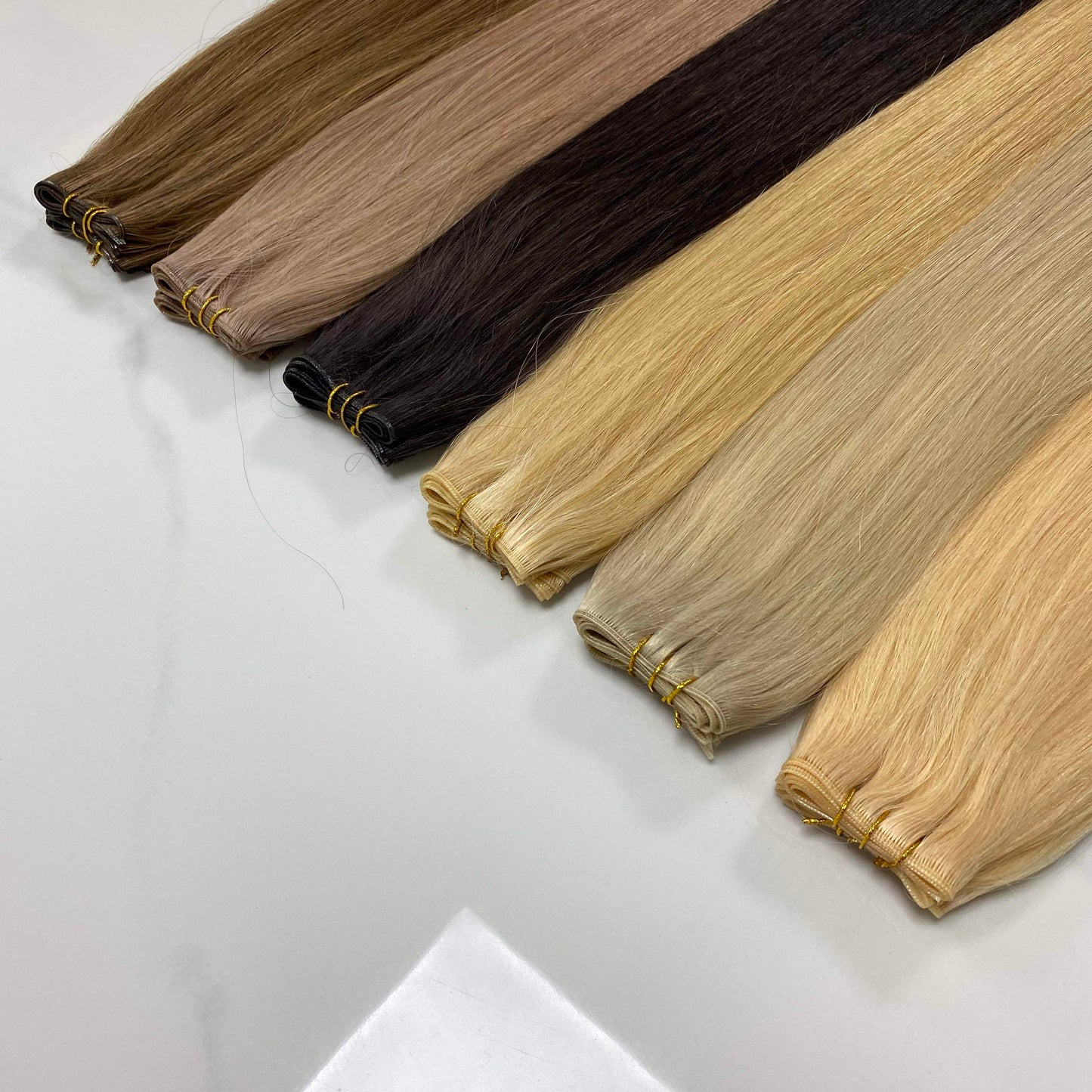 Real Human Hair Double Drawn Genius Weft Brazilian Remy Straight Human Hair Genius Weft Hair Extensions