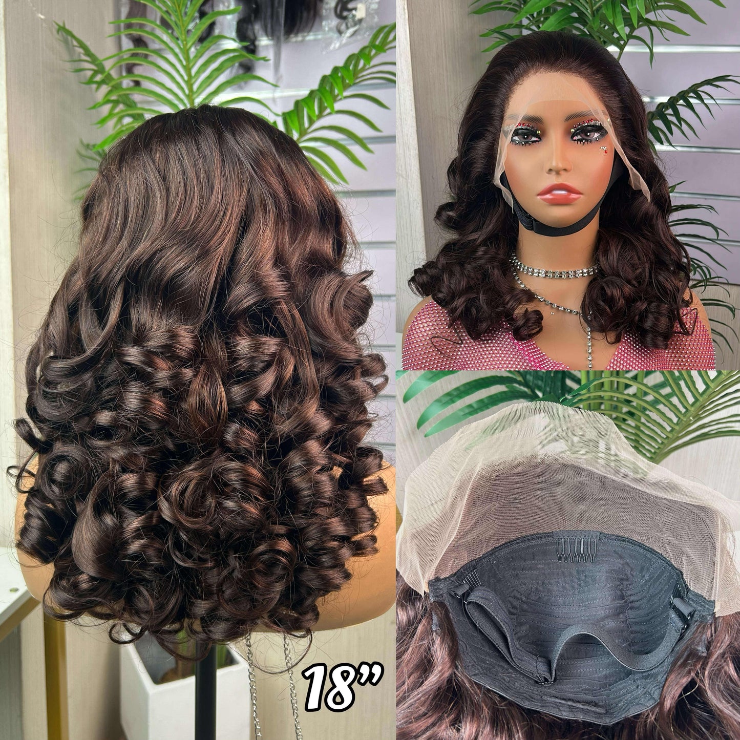 SDD 13X4 Bouncy Curl Wig 100% Human Hair 300% Density