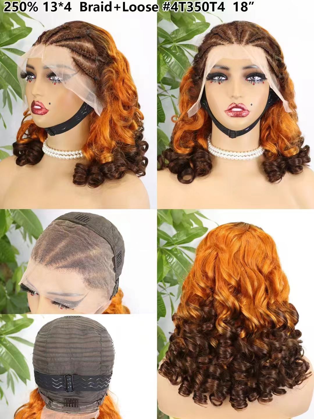 250% 13x4 Lace Frontal Braid Loose Human Wigs Wholesale Natural Colored Raw Virgin Hair Wigs with Closure