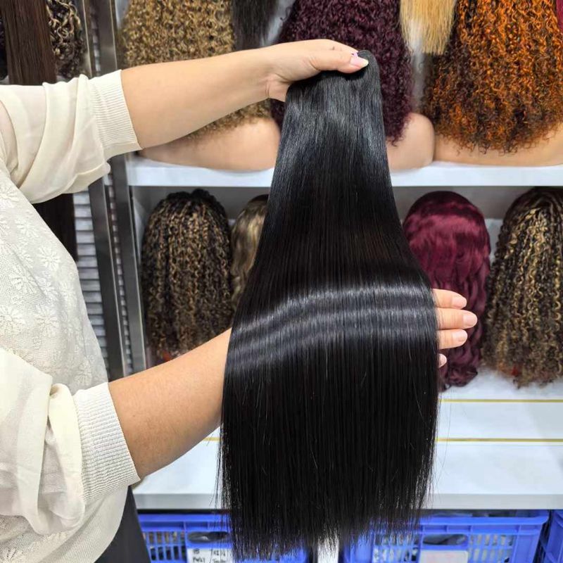 Factory Wholesale Burmese Straight Vietnamese Hair Weaves 99J SDD Machine Double Weft Ready to Use Hair Bundles for Black Women