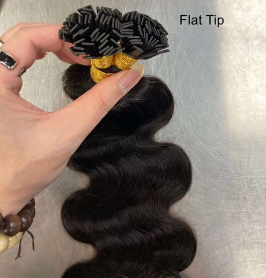 Wholesale 100g 1pc 100% Virgin  Raw Flat Tip Human Hair Extensions