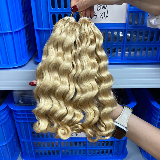 Unprocessed Feathers Human Hair 100g for Braiding Feathers Crochet Hair Extensions Loose Deep Wave Bulk 613# Hair Crochet