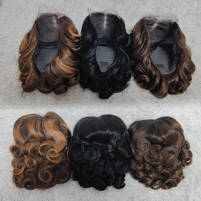 53$ Promotion 5x5 Loose Wave Wigs 14inch Ombre Color Raw Virgin Hair Wigs 4/350 1B/99J 4/27 Lace Closure Curly Wigs