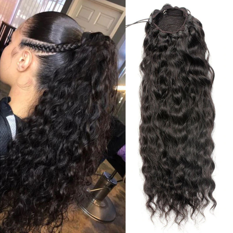 10A Kinky Straight Raw Virgin Hair Ponytails Human Hair Drawstring Hair Extensions Free Shipping for Black Woman