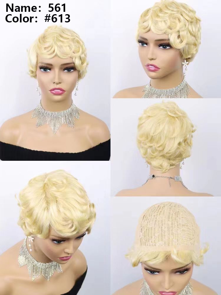 Promotion 9$ Short Brazilian Curly Machine Made Pixie Wig Natural Color 100% Virgin Human Hair Pixie Cut Wigs for Black Women