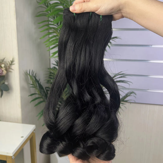 Fumi Super Double Drawn Virgin Burgundy Human Hair Bouncy Curly Bundles