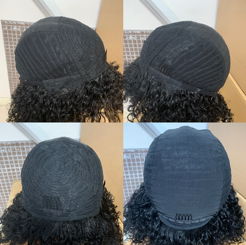 Glueless Wig 300% Human Hair With Bangs Afro Kinky Curly Full Machine Made Wigs