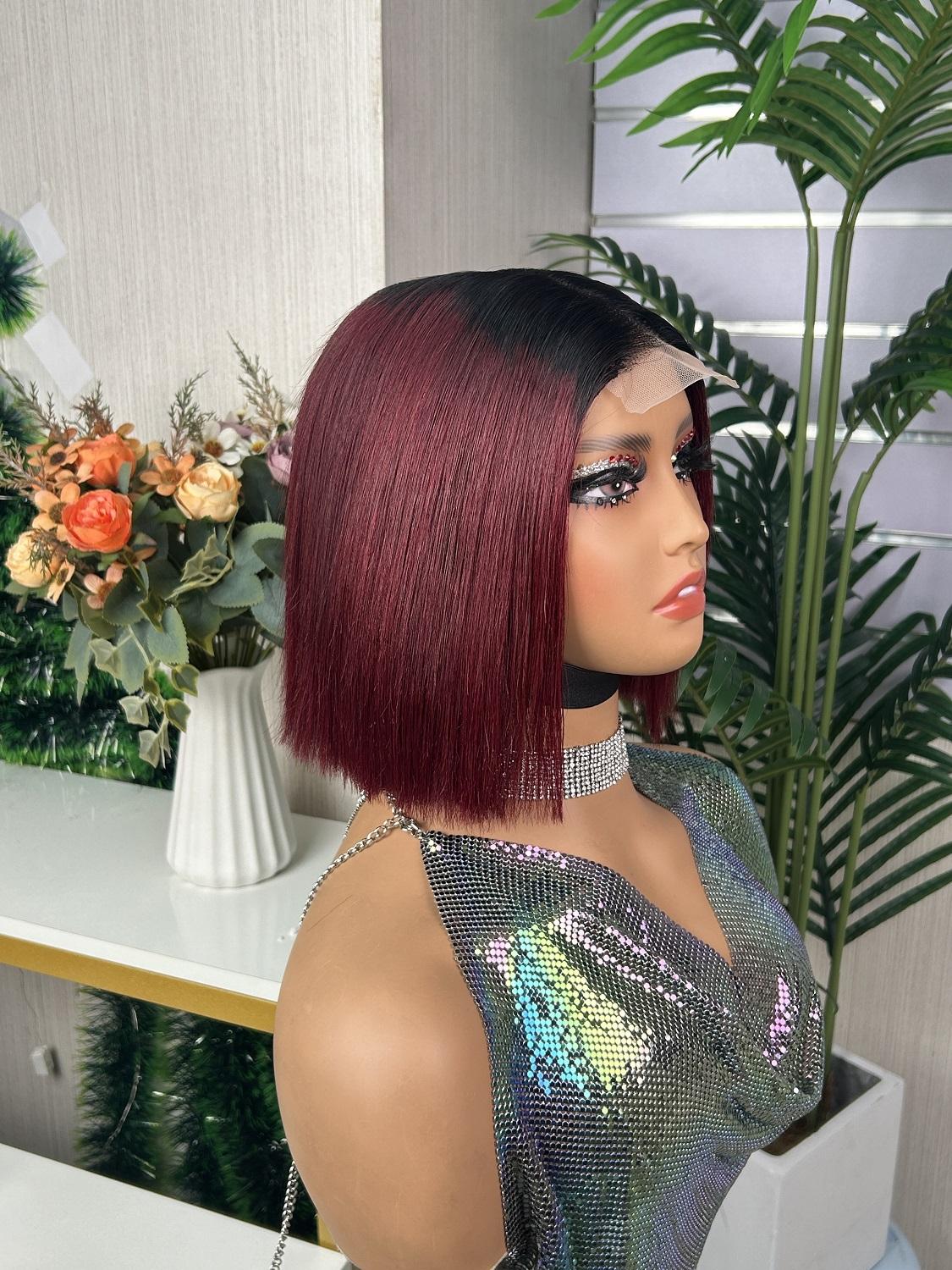 2x6 SDD Bob Wig 100% Human Hair Mixed Color