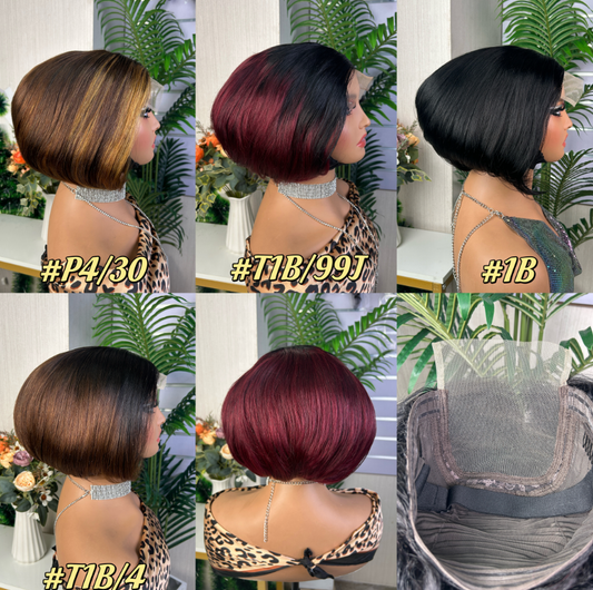5*5 Closure Short Pixie Wigs for Natural Color Women 5x5 Human Hair Lace Closure