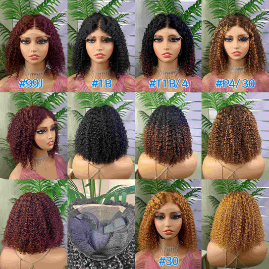 Wholesale Wig SDD Kinky Curly Bob Wig 100% Human Hair 5By5 Lace Closure Curly Wig Super Full Density
