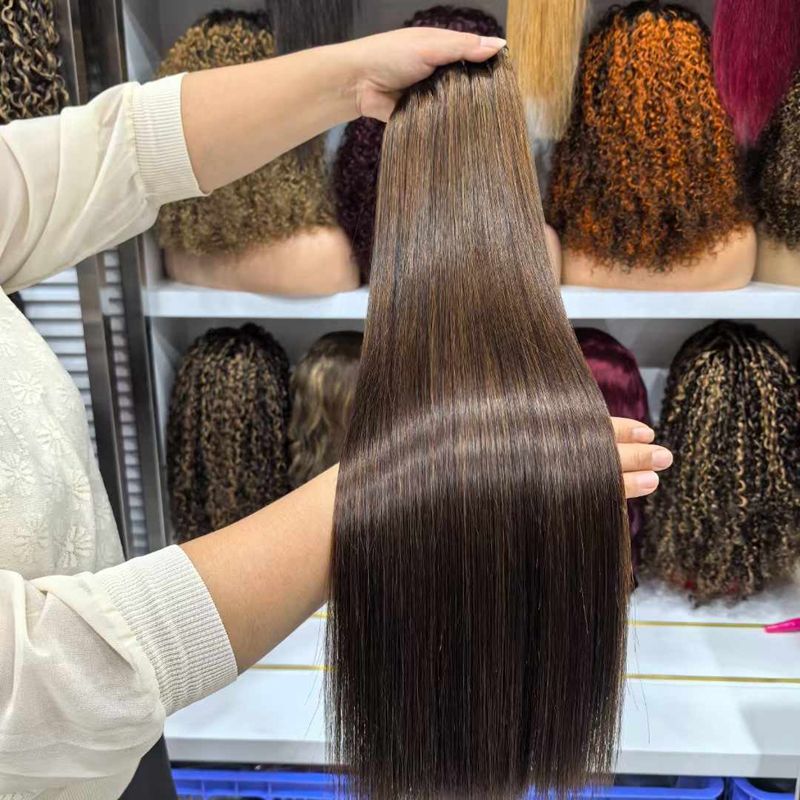 Factory Wholesale Burmese Straight Vietnamese Hair Weaves 99J SDD Machine Double Weft Ready to Use Hair Bundles for Black Women