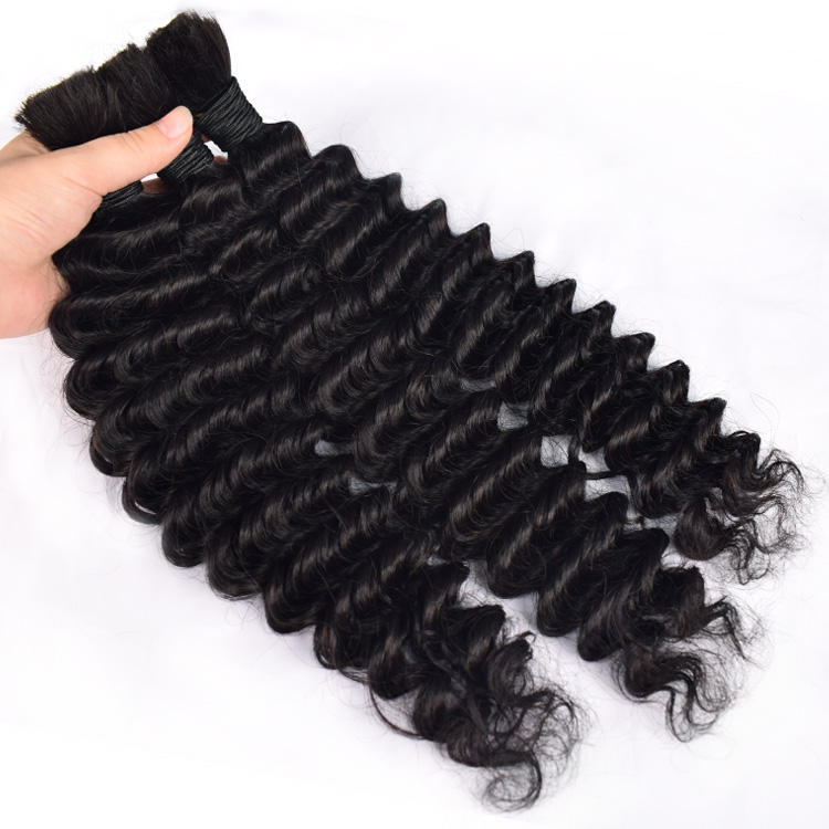 Factory Price Vendor Brazilian 100% Human Hair Color Bulk Hair Braiding Cuticle Aligned Virgin Hair Deep Wave