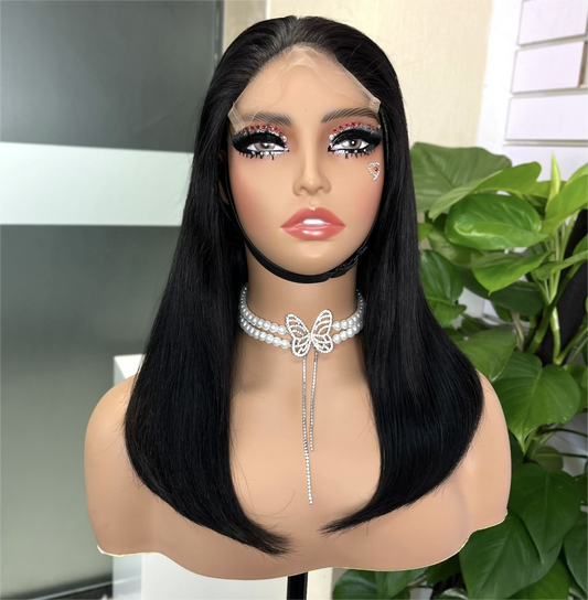 Cheap Price Wholesale Cheap Glueless Brazilian Virgin Raw Human Hair Straight 5x5 HD Bob Lace Closure Wig