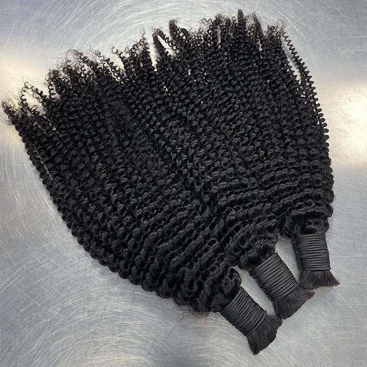 Jerry Curly Prestretched Raw Hair Bulk Human Hair for Braiding No Weft Braids Hair Extension for Black People