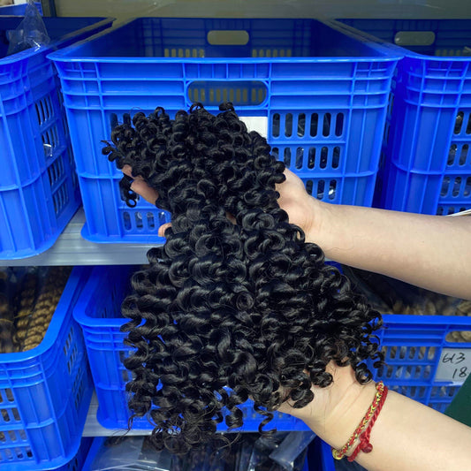 100% Natural Human Hair for Braiding Super Double Drawn Hair Bulk SDD Boho Braids Full and Thick Deep Curls