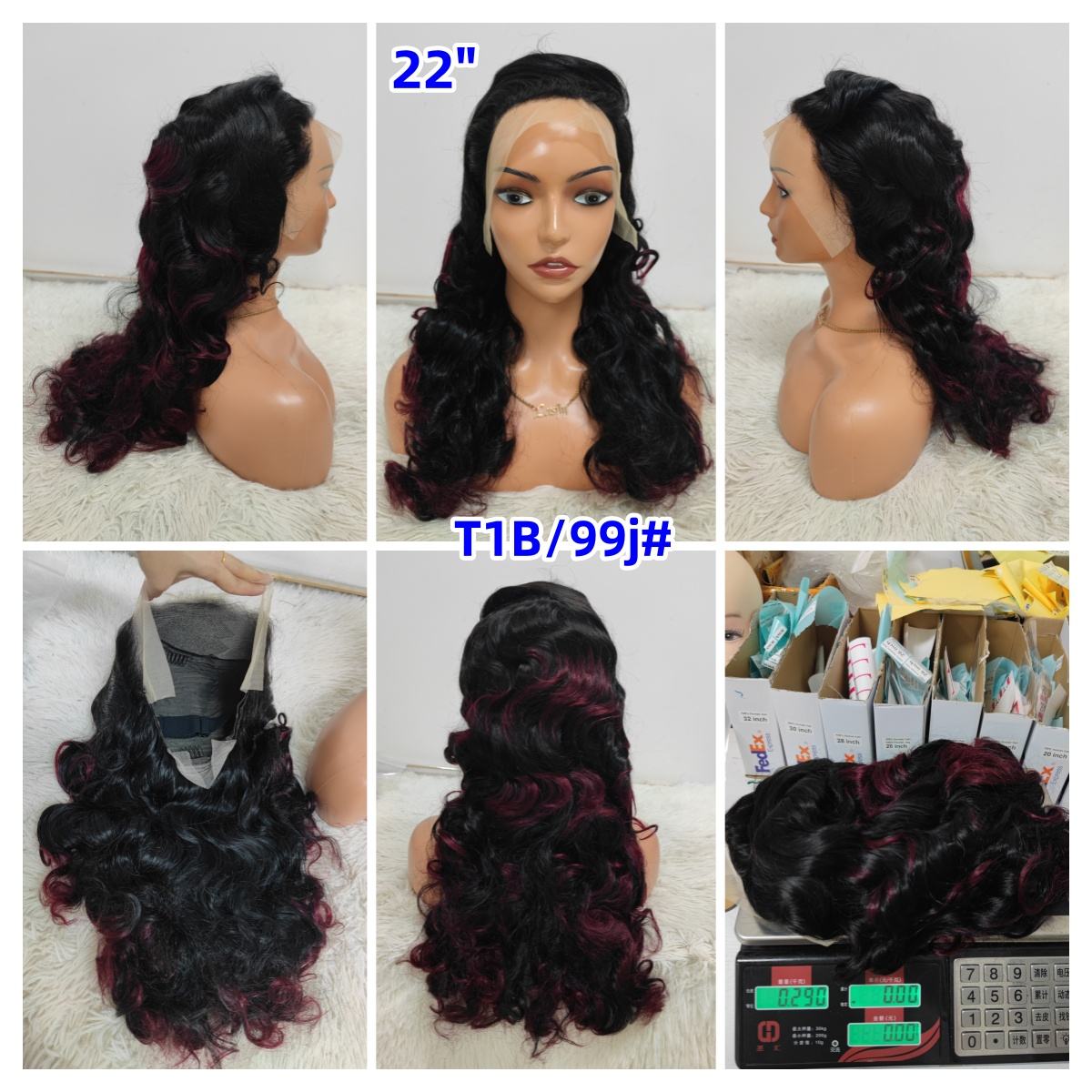 100$ Promotion 300% 13x4 Lace Full Frontal Wigs 22inch Bouncy Curly Human Hair Wigs 1B4# 1B99j# Raw Hair 100% Human Hair
