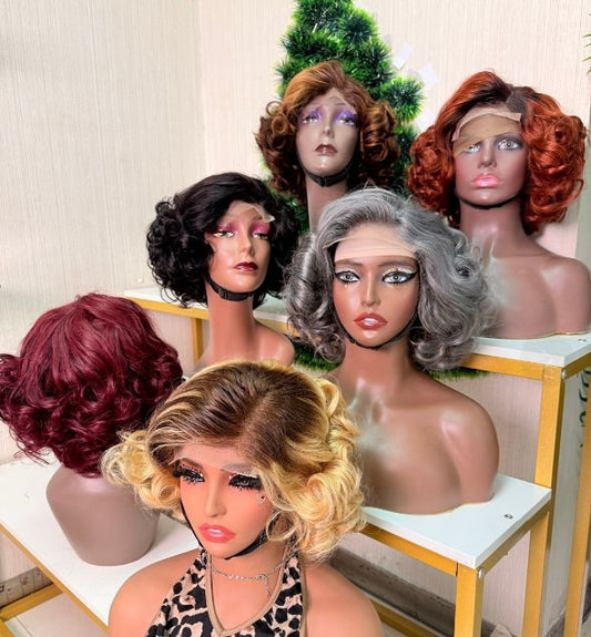 100% Human Hair Bouncy Curl Wig 5x5 Closure Short Curly Wig SDD Quality Glueless