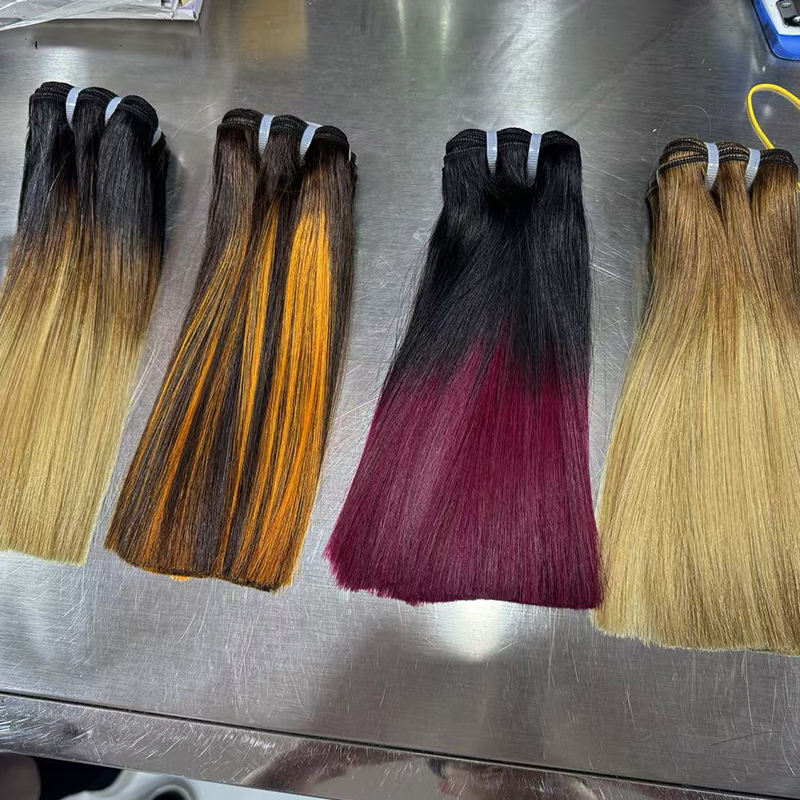 Bone Straight Human Hair Bundles with 2x6 Lace Closure Color Vietnam Super Double Draw Raw Hair Bundles Extention