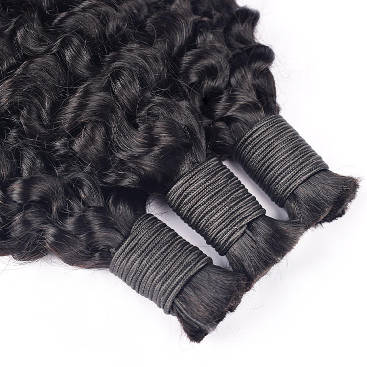 Jerry Curly Prestretched Raw Hair Bulk Human Hair for Braiding No Weft Braids Hair Extension for Black People
