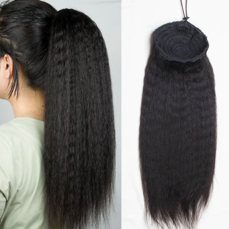 10A Kinky Straight Raw Virgin Hair Ponytails Human Hair Drawstring Hair Extensions Free Shipping for Black Woman