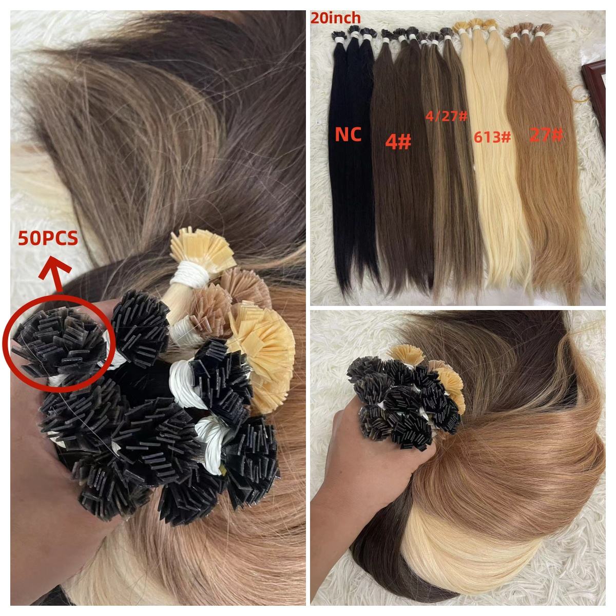 Flat Tip Human Hair Extensions Virgin Remy Hair Wholesale Blonde 27# Color 50Gram/Pack 18-30inch Natural Straight Hair