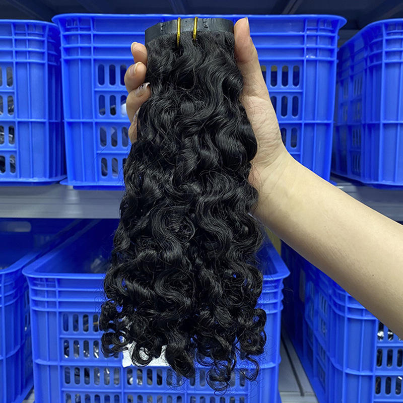 Burmese Curly Seamless Clip Ins 100% Human Hair Raw Pu Clip in Full and Thick Natural Invisible Seamless Clip in Hair Extension