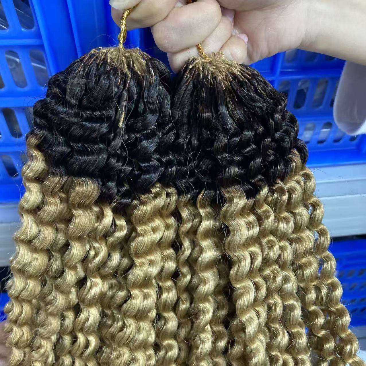 100%Unprocessed Vietnamese Hair Crochet Human Hair for Braiding Deep Curly T1B/27# Feathers Crochet Hair Extensions