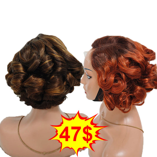 Promotion 47$ 5x5 Lace Closure Loose Wave Wig Brazilian Virgin Human Hair 1BT350 Closure Wig Piano Color Hair Wholesales