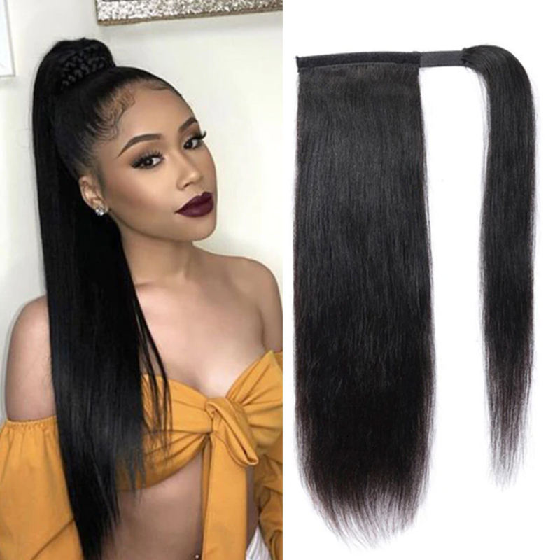 10A Ponytails Human Hair Wrap Around Curly Brazilian Raw Virgin Hair Extension 8-24 Inches Full Hair