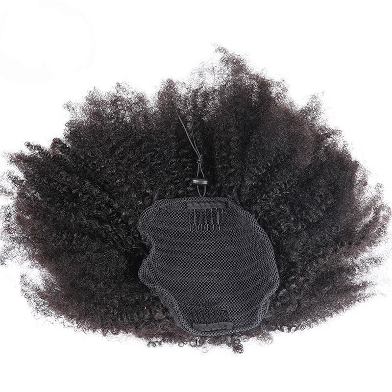 Afro Kinky Curly Drawstring Ponytail Human Hair Extensions Hairpieces for Black Women Raw Virgin Wrap Around Ponytail Human Hair