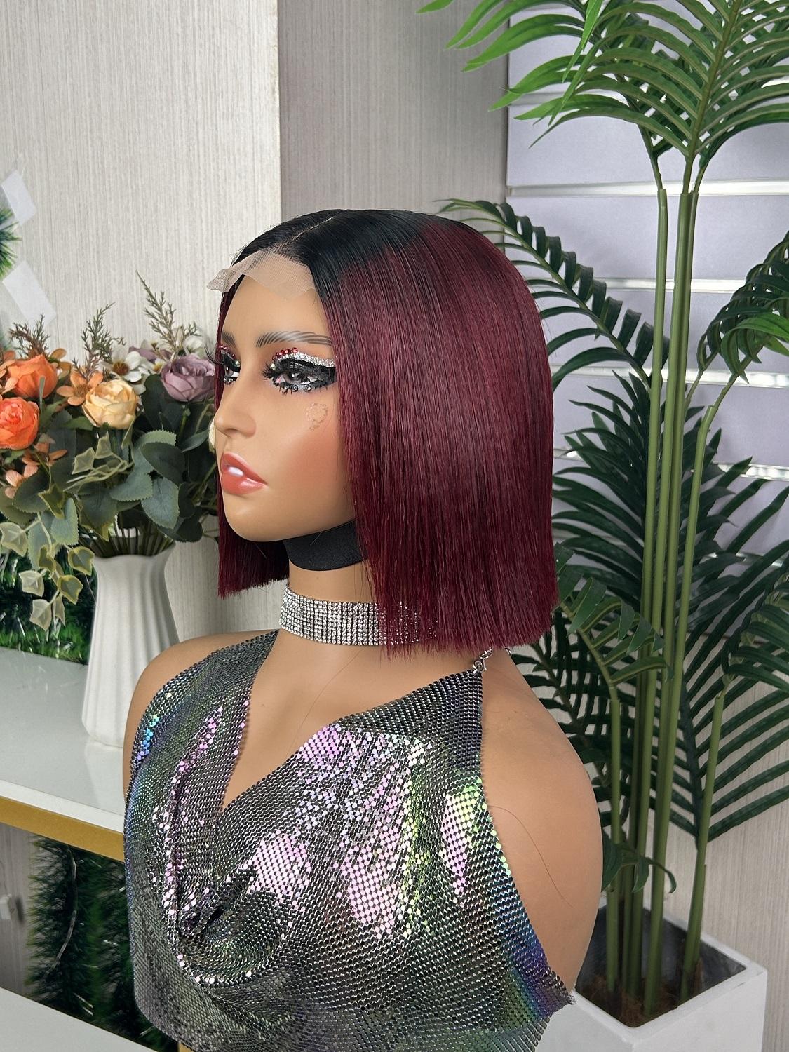 2x6 SDD Bob Wig 100% Human Hair Mixed Color