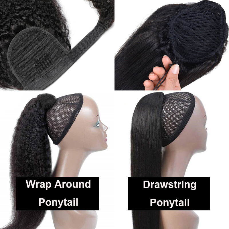 10A Ponytails Human Hair Wrap Around Curly Brazilian Raw Virgin Hair Extension 8-24 Inches Full Hair