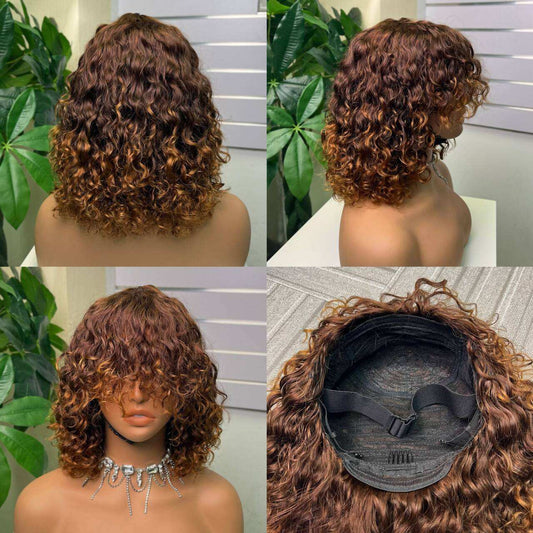 100% Virgin Human Hair Fringe Water Wig Vietnam Hair Human Hair Fringe Wig Machine Wig