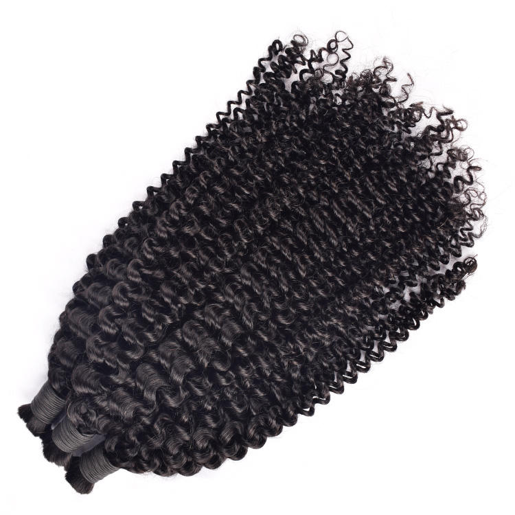Jerry Curly Prestretched Raw Hair Bulk Human Hair for Braiding No Weft Braids Hair Extension for Black People