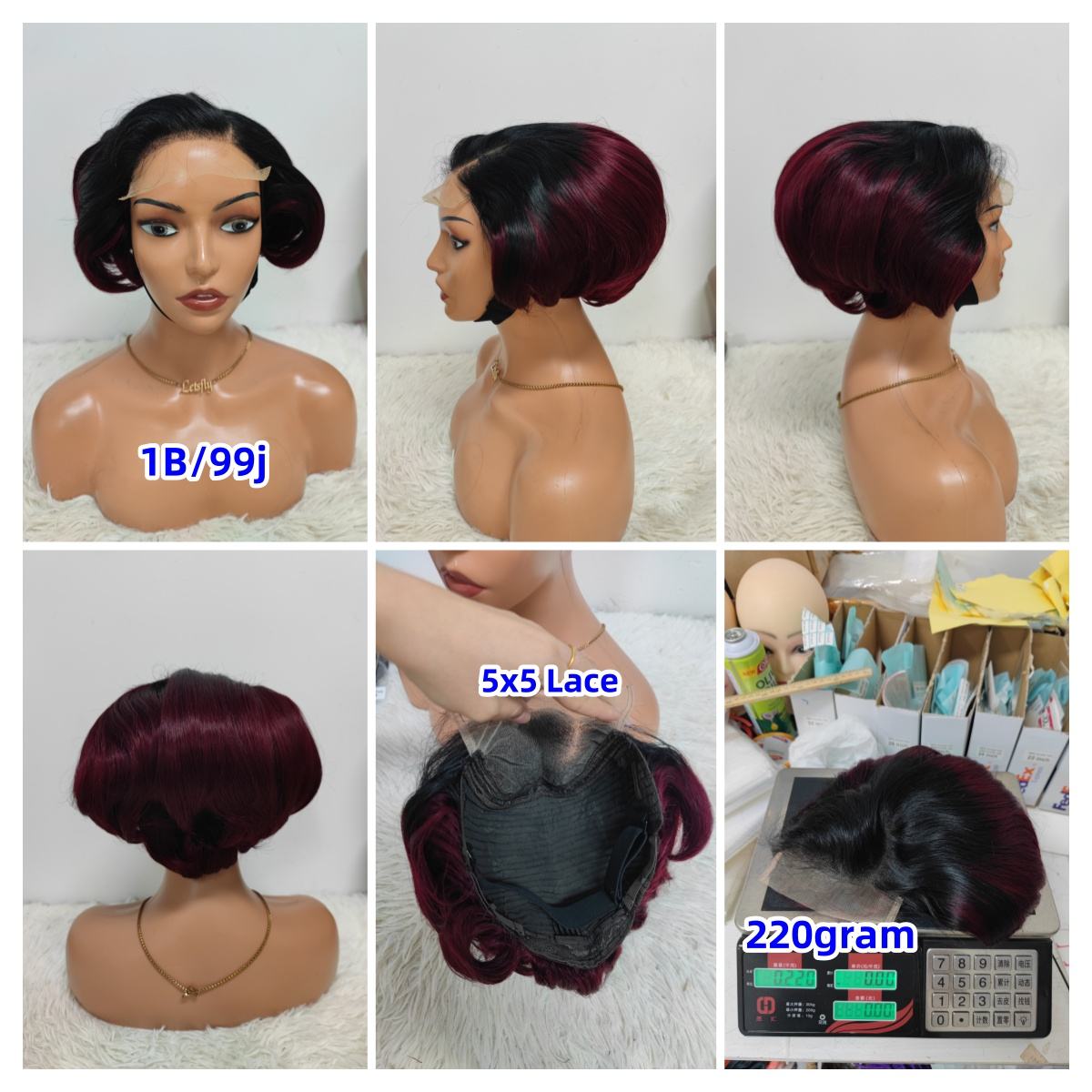 Promotion 210gram 26$ 5x5 Lace Closure Pixie Short Cut Wigs Wholesale Brazilian Wig 100% Human Hair Wigs for Black Woman